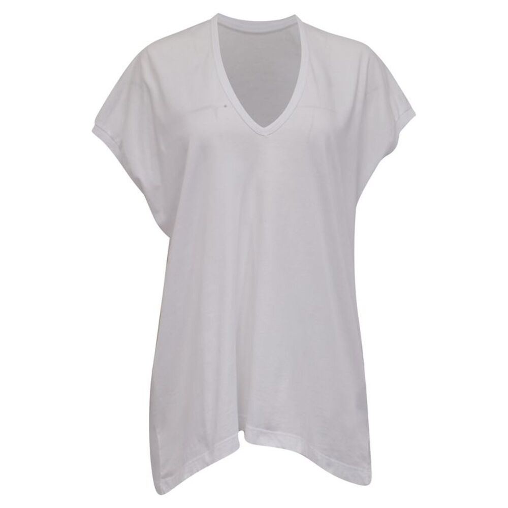Dries Van Noten V-Neck Loose T-Shirt in White Cotton